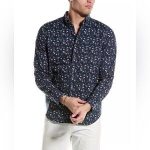 ROBERT GRAHAM Modern Americana Men’s XL Egger Shirt Blue Floral Tailored Fit